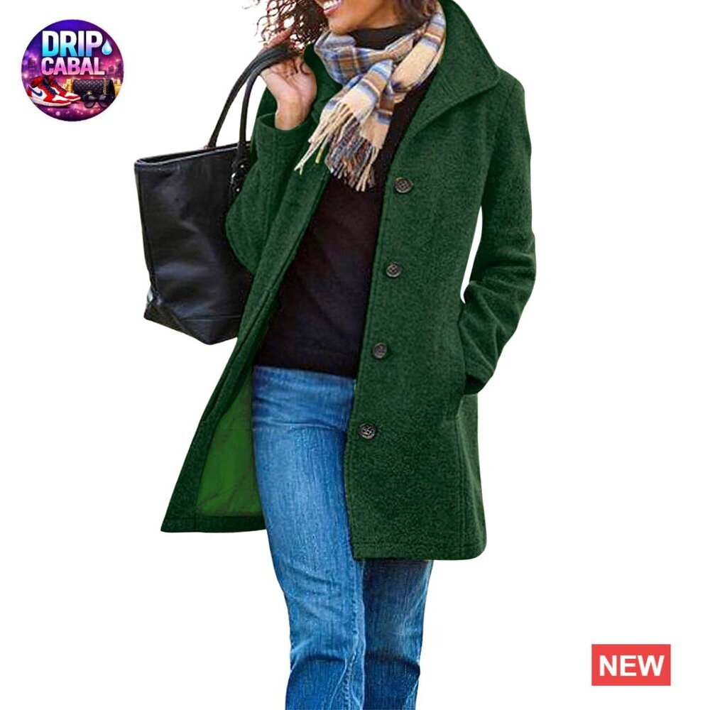 Classic Wool Pea Coat Elegant Minimal Chic Oversized Thigh Length Winter